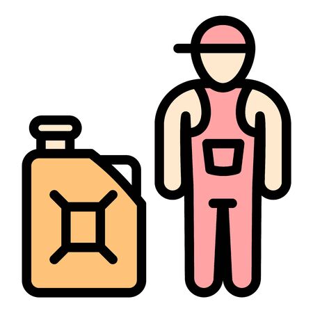 Petrol station worker icon. Outline petrol station worker vector icon for web design isolated on white backgroundのイラスト素材