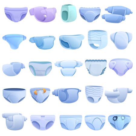 Diaper icons set. Cartoon set of diaper vector icons for web designのイラスト素材