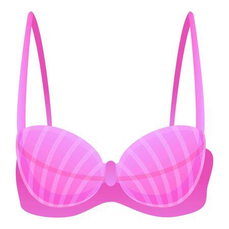 Pink bra icon. Cartoon of pink bra vector icon for web design isolated on white backgroundのイラスト素材