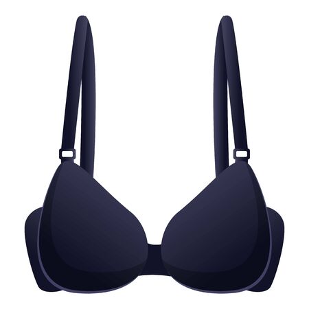 Black bra icon. Cartoon of black bra vector icon for web design isolated on white backgroundのイラスト素材