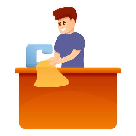 Seamstress man icon. Cartoon of seamstress man vector icon for web design isolated on white backgroundのイラスト素材