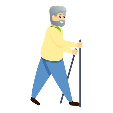 Jogging grandfather icon. Cartoon of jogging grandfather vector icon for web design isolated on white backgroundのイラスト素材