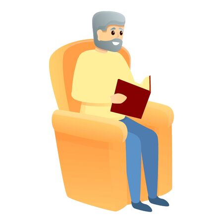 Reading grandpa icon. Cartoon of reading grandpa vector icon for web design isolated on white backgroundのイラスト素材