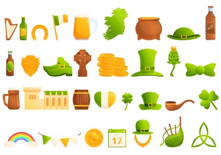 Ireland icons set. Cartoon set of Ireland vector icons for web designのイラスト素材