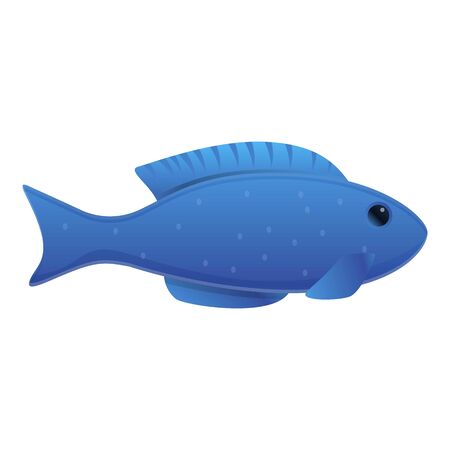 Blue exotic fish icon. Cartoon of blue exotic fish vector icon for web design isolated on white backgroundのイラスト素材