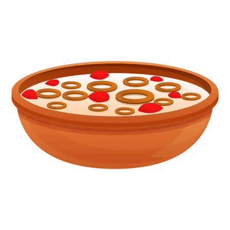 Fruit milk cereal flakes icon. Cartoon of fruit milk cereal flakes vector icon for web design isolated on white backgroundのイラスト素材