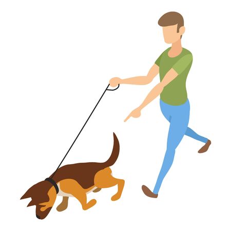 Cynologist dog icon. Isometric of cynologist dog vector icon for web design isolated on white backgroundのイラスト素材