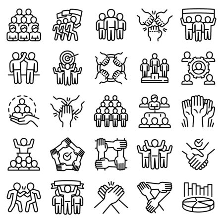 Cohesion icons set. Outline set of cohesion vector icons for web design isolated on white background