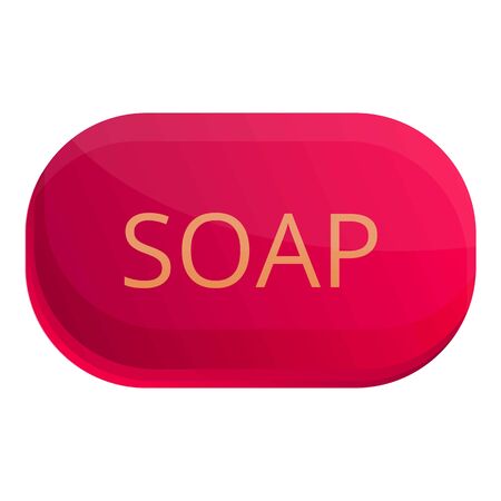 Red soap icon. Cartoon of red soap vector icon for web design isolated on white backgroundのイラスト素材