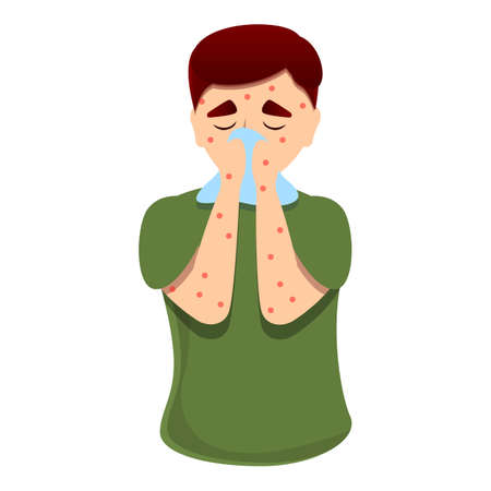 Flu measles icon. Cartoon of flu measles icon for web design isolated on white backgroundのイラスト素材