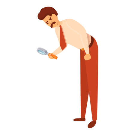 Investigator look magnifier icon. Cartoon of investigator look magnifier vector icon for web design isolated on white backgroundのイラスト素材