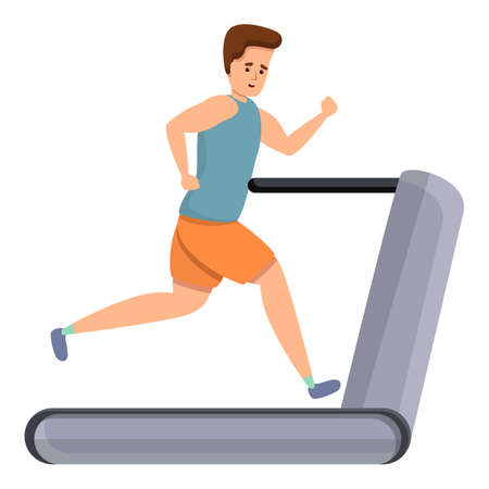 Sportsman run on treadmill icon. Cartoon of sportsman run on treadmill vector icon for web design isolated on white backgroundのイラスト素材