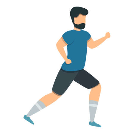 Soccer player running icon. Cartoon of soccer player running vector icon for web design isolated on white backgroundのイラスト素材