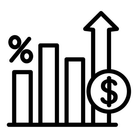 Deposit graph chart icon. Outline deposit graph chart vector icon for web design isolated on white backgroundのイラスト素材