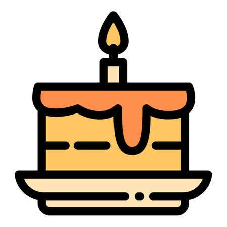 Homemade birthday cake icon. Outline homemade birthday cake vector icon for web design isolated on white backgroundのイラスト素材