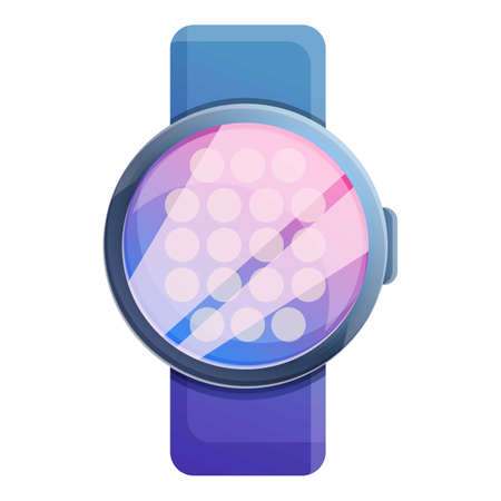 Round smartwatch icon. Cartoon of round smartwatch vector icon for web design isolated on white backgroundのイラスト素材