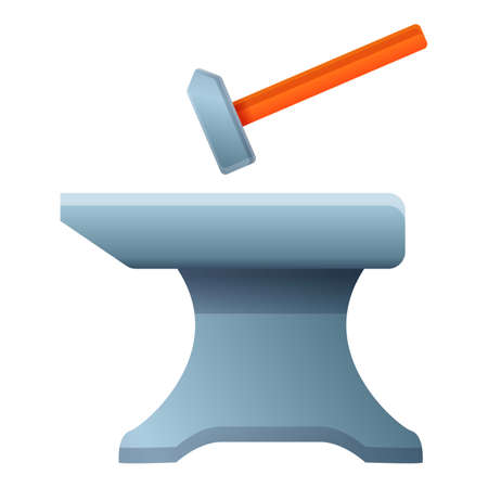 Hammer anvil icon. Cartoon of hammer anvil vector icon for web design isolated on white backgroundのイラスト素材