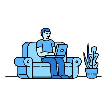 Home sofa working icon. Outline home sofa working vector icon for web design isolated on white backgroundのイラスト素材