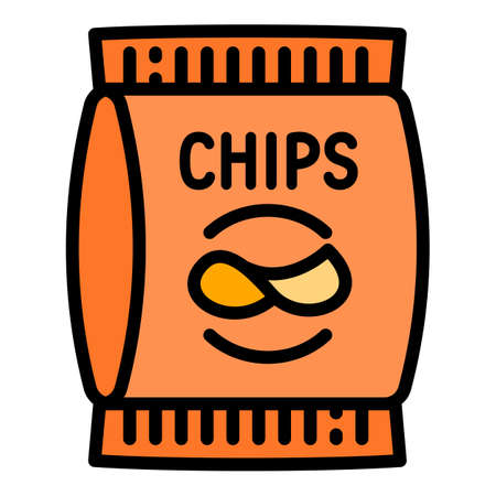 Chips package icon. Outline chips package vector icon for web design isolated on white backgroundのイラスト素材