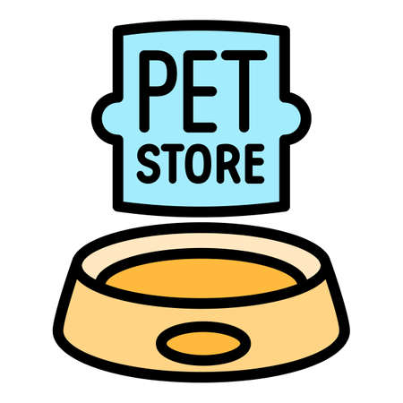 Pet store food plate logo. Outline pet store food plate vector logo for web design isolated on white backgroundのイラスト素材