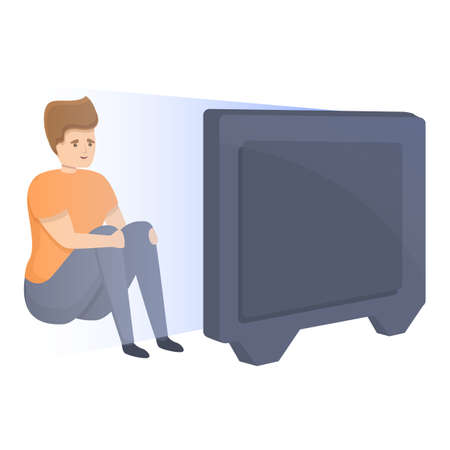 Habit tv night watching icon. Cartoon of habit tv night watching vector icon for web design isolated on white backgroundのイラスト素材