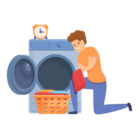 Washing machine icon. Cartoon of washing machine vector icon for web design isolated on white backgroundのイラスト素材