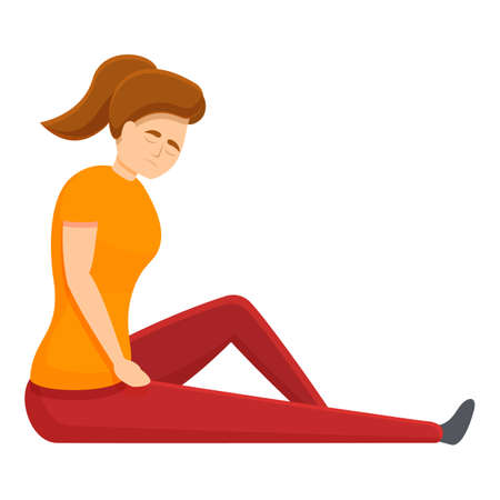 Sad alone girl icon. Cartoon of sad alone girl vector icon for web design isolated on white backgroundのイラスト素材