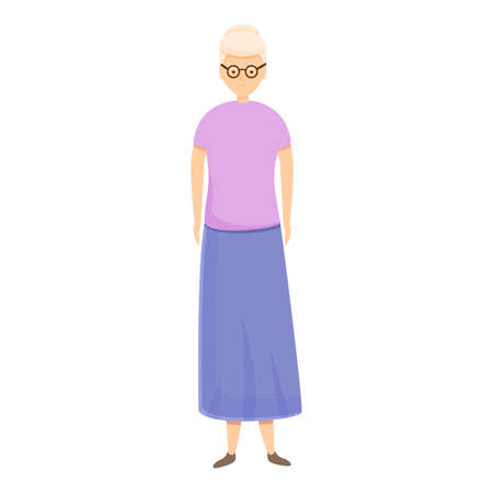 Retired woman icon. Cartoon of retired woman vector icon for web design isolated on white backgroundのイラスト素材