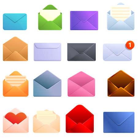 Envelope icons set. Cartoon set of envelope vector icons for web designのイラスト素材