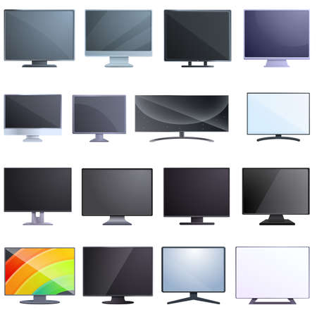Monitor icons set. Cartoon set of monitor vector icons for web designのイラスト素材
