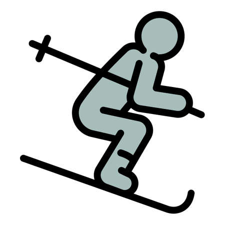 Skier icon. Outline skier vector icon for web design isolated on white backgroundのイラスト素材
