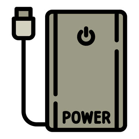 Power bank icon. Outline power bank vector icon for web design isolated on white backgroundのイラスト素材
