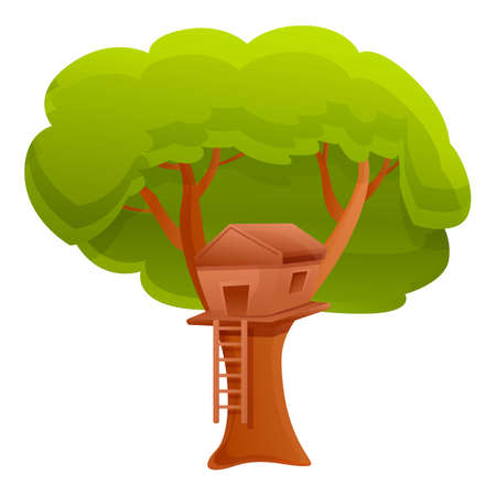 Nature tree house icon. Cartoon of nature tree house vector icon for web design isolated on white backgroundのイラスト素材