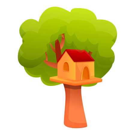 Landscape treehouse icon. Cartoon of landscape treehouse vector icon for web design isolated on white backgroundのイラスト素材