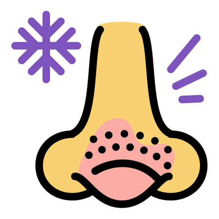 Nose frostbite icon. Outline nose frostbite vector icon for web design isolated on white backgroundのイラスト素材