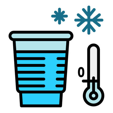 Cold water plastic glass icon. Outline cold water plastic glass vector icon for web design isolated on white backgroundのイラスト素材