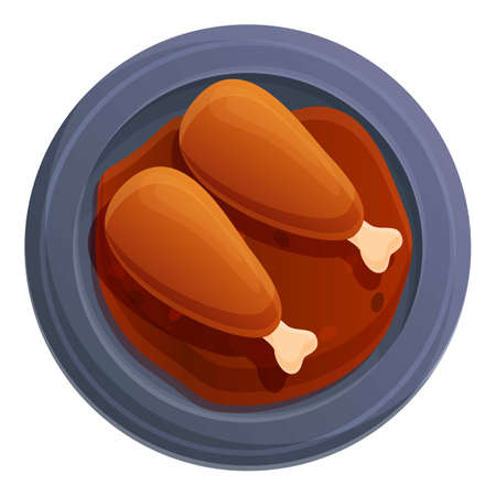 Fried chicken legs icon. Cartoon of fried chicken legs vector icon for web design isolated on white backgroundのイラスト素材