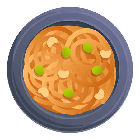 Vegetable pasta icon. Cartoon of vegetable pasta vector icon for web design isolated on white backgroundのイラスト素材