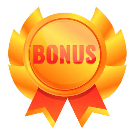 Bonus emblem icon. Cartoon of bonus emblem vector icon for web design isolated on white backgroundのイラスト素材
