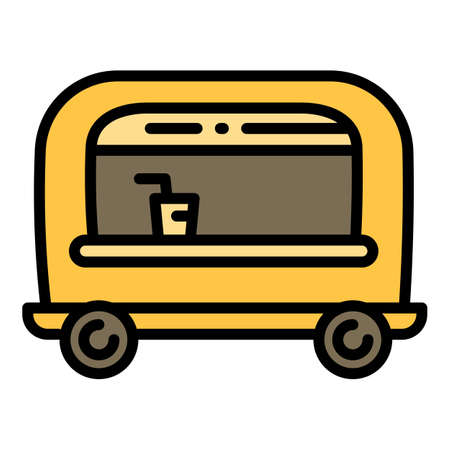 Hot drinks street trailer icon. Outline hot drinks street trailer vector icon for web design isolated on white backgroundのイラスト素材