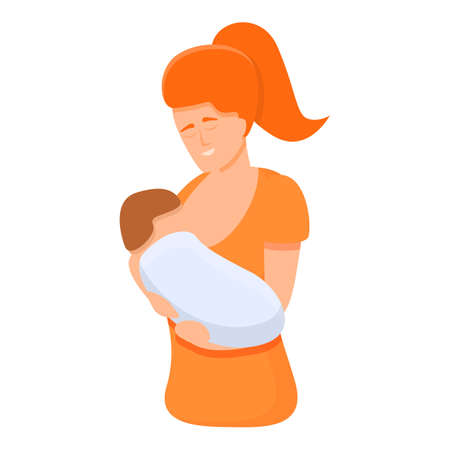 Family breast feeding icon. Cartoon of family breast feeding vector icon for web design isolated on white backgroundのイラスト素材