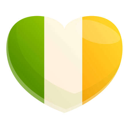 Ireland heart flag icon. Cartoon of Ireland heart flag vector icon for web design isolated on white backgroundのイラスト素材