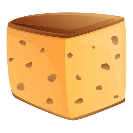 Brown cheese icon. Cartoon of brown cheese vector icon for web design isolated on white backgroundのイラスト素材