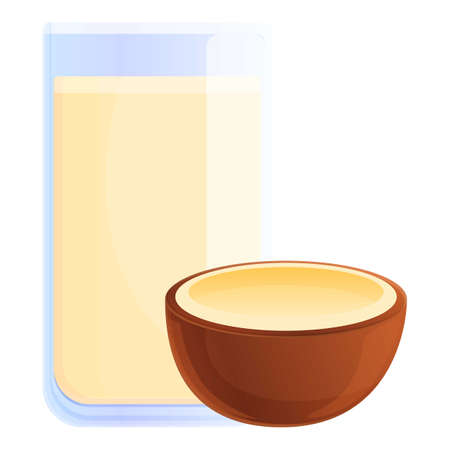 Coconut juice glass icon. Cartoon of coconut juice glass vector icon for web design isolated on white backgroundのイラスト素材