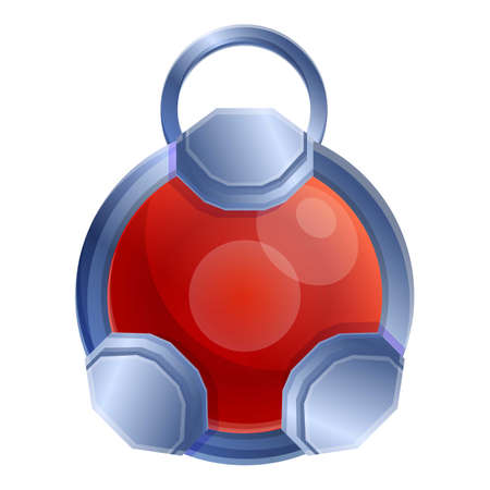 Red fantasy amulet icon. Cartoon of red fantasy amulet vector icon for web design isolated on white backgroundのイラスト素材