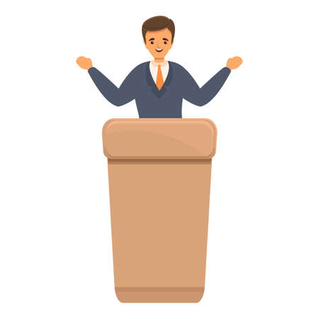 Agitation politician icon. Cartoon of agitation politician vector icon for web design isolated on white backgroundのイラスト素材