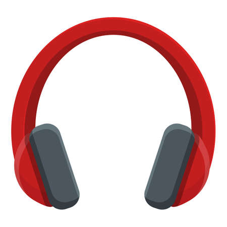 Red headset icon. Cartoon of red headset vector icon for web design isolated on white backgroundのイラスト素材