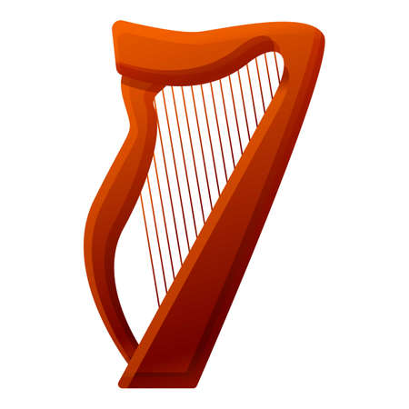 Harp instrument icon. Cartoon of harp instrument vector icon for web design isolated on white backgroundのイラスト素材