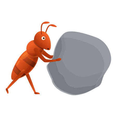 Ant find stone icon. Cartoon of ant find stone vector icon for web design isolated on white backgroundのイラスト素材