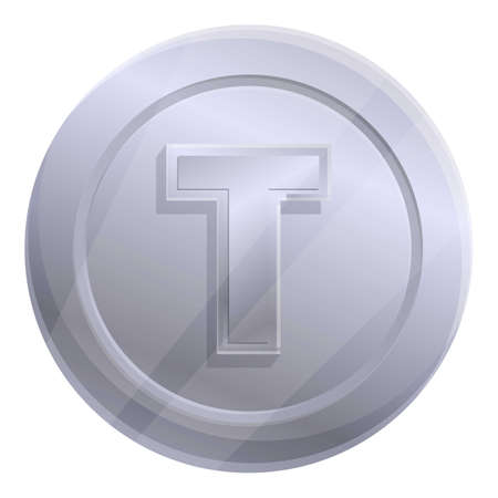 Silver token icon. Cartoon of silver token vector icon for web design isolated on white backgroundのイラスト素材